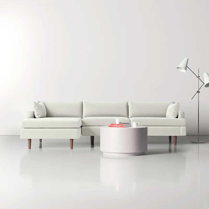 Alhome L-Shape Sofa 85x180x90x250 cm - White - Zrafh.com - Your Destination for Baby & Mother Needs in Saudi Arabia