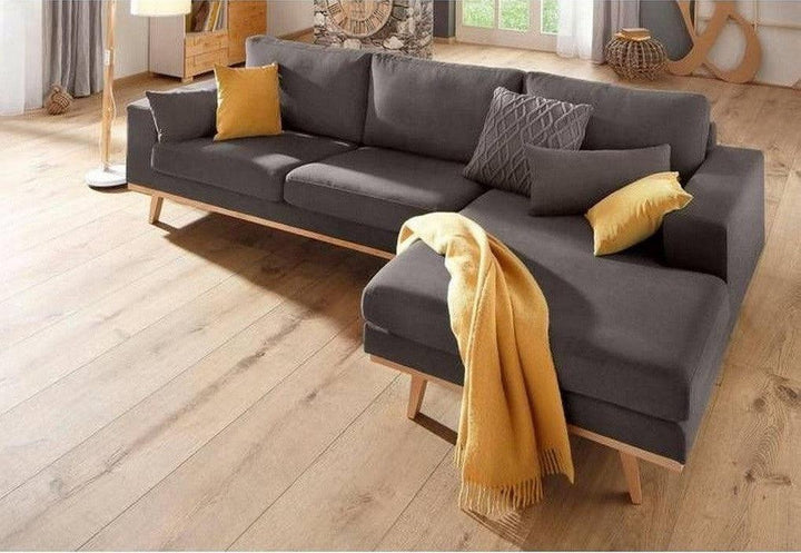 Alhome L-Shape Sofa 270x160x85x85 cm - Grey - AL-2296 - Zrafh.com - Your Destination for Baby & Mother Needs in Saudi Arabia