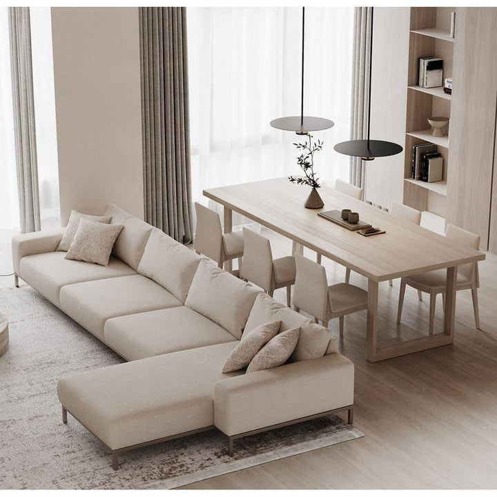 Alhome L-Shape Sofa 300x200x85x85 cm - Beige - Zrafh.com - Your Destination for Baby & Mother Needs in Saudi Arabia