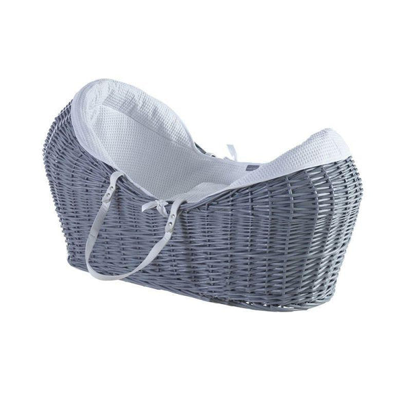Teknum Infant Wicker Pod Moses Basket With White Waffle Beddings - Wooden Grey - Zrafh.com - Your Destination for Baby & Mother Needs in Saudi Arabia