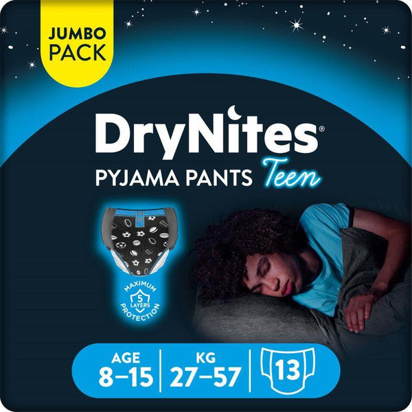 Huggies Drynites Pyjama, 8-15 Years, Boy, 27-57 Kg, 13 Bed Wetting Diaper Pants - Zrafh.com - Your Destination for Baby & Mother Needs in Saudi Arabia