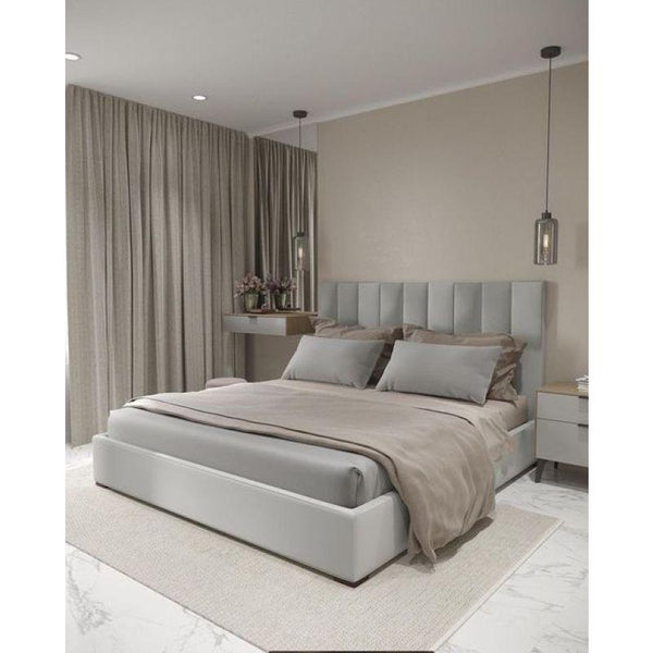 King Bed in Grey Velvet with Swedish Wood Frame By Alhome - 110112385 - Zrafh.com - Your Destination for Baby & Mother Needs in Saudi Arabia