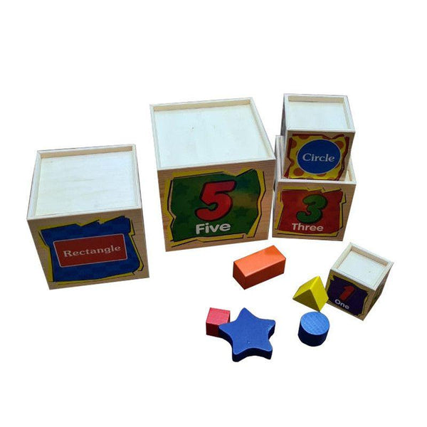 Babylove Wooden Educational Building Blocks Five-Layer Set Digital Shape Paired - 33-2229 - ZRAFH
