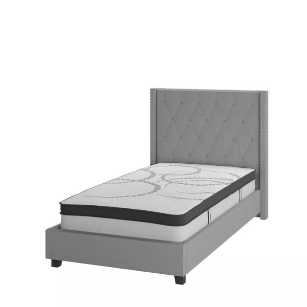 Grey Essence: Single Bed in Swedish Wood with Linen Fabric, Color Pewter, Dimensions 120x200x140 by Alhome - Zrafh.com - Your Destination for Baby & Mother Needs in Saudi Arabia