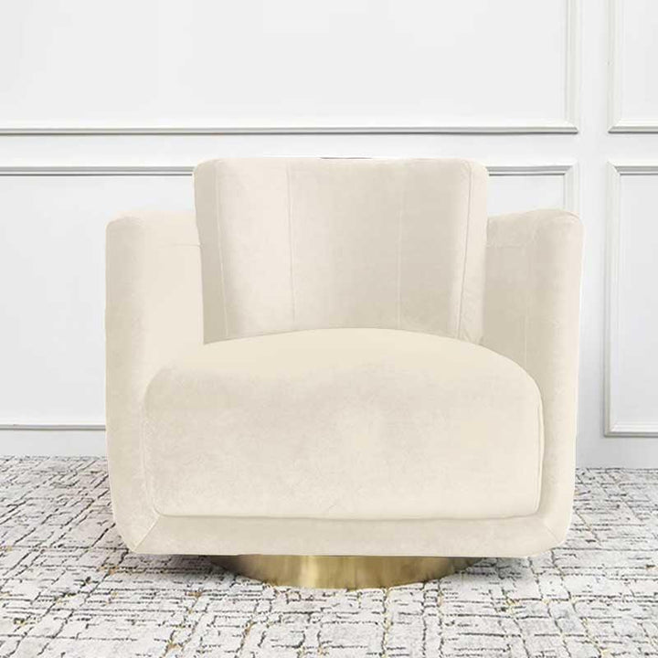 Velvet Lounge Chair in Chic Beige By Alhome - Zrafh.com - Your Destination for Baby & Mother Needs in Saudi Arabia