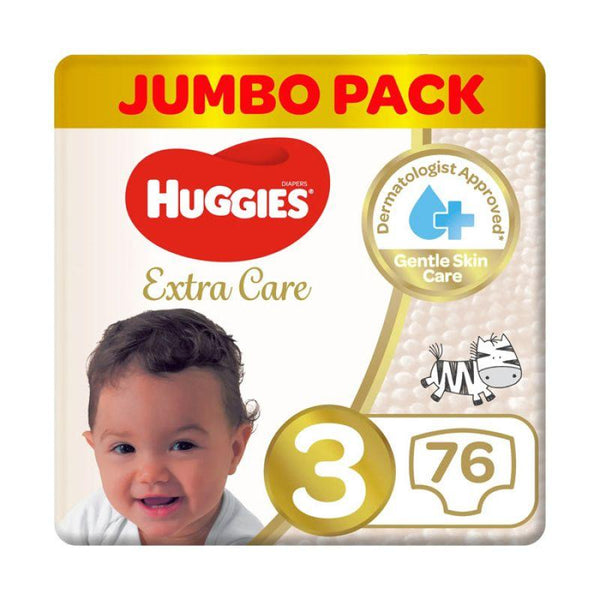 Huggies Extra Care Diapers - Jumbo Pack - Size 3 - 76 Diapers - Zrafh.com - Your Destination for Baby & Mother Needs in Saudi Arabia