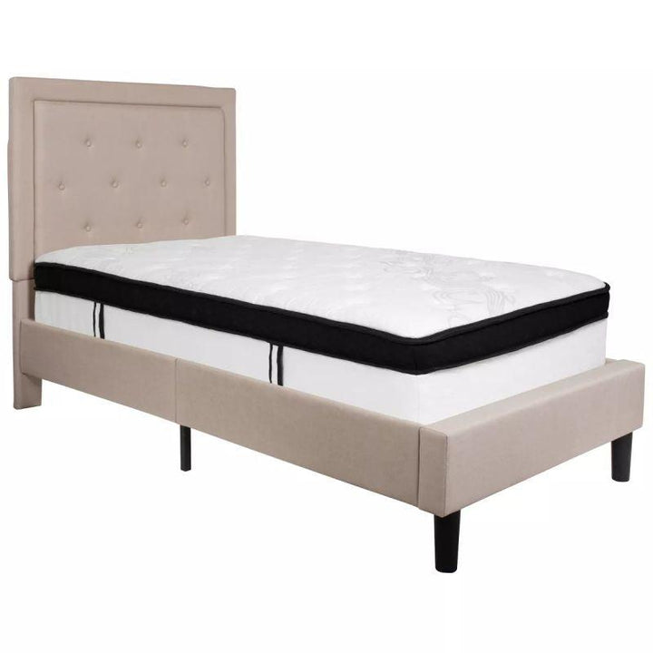 Elegant Beige Bliss: Swedish Wood Super King Bed (200x200x140) by Alhome - Zrafh.com - Your Destination for Baby & Mother Needs in Saudi Arabia