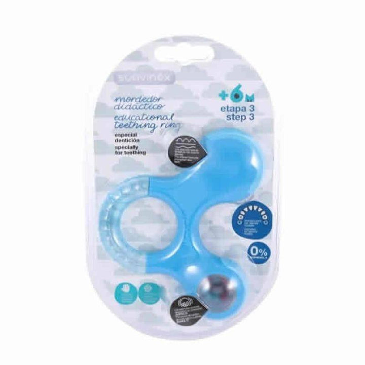 Suavinex Baby Teether Step 3 With Rattle +6 months - Blue - ZRAFH