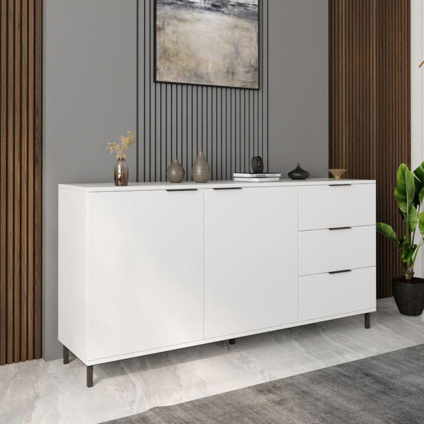 White Console with 2 Doors and 3 Drawers By Alhome - Zrafh.com - Your Destination for Baby & Mother Needs in Saudi Arabia