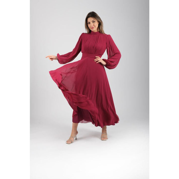 Londonella Women's Long Evening Dress with Long Wide Sleeves - Purple - 100274 - Zrafh.com - Your Destination for Baby & Mother Needs in Saudi Arabia