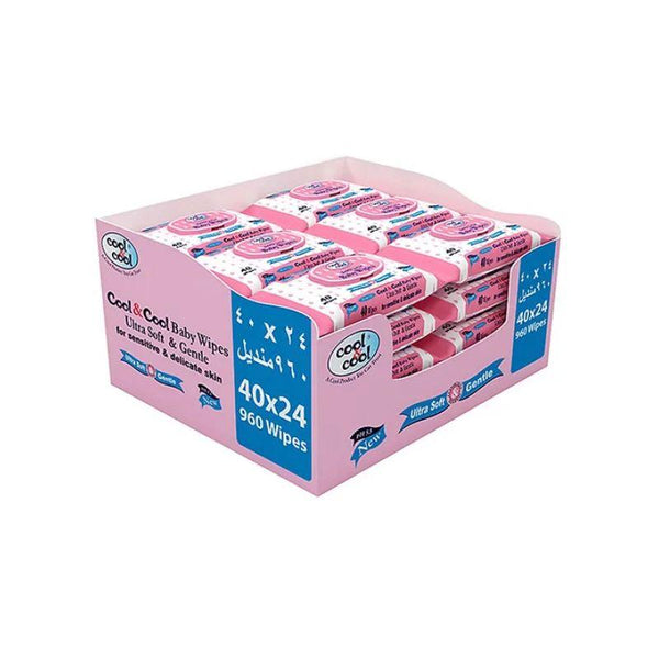 Cool & Cool Premium Baby Wipes Pack of 24 - 960 Pieces - Zrafh.com - Your Destination for Baby & Mother Needs in Saudi Arabia