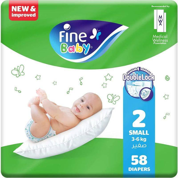 Fine Baby Diapers, Size 2 small 3√¢‚Ç¨‚Äú6kg, pack of 58 diapers, with new and improved doublelock leak barriers technology - ZRAFH