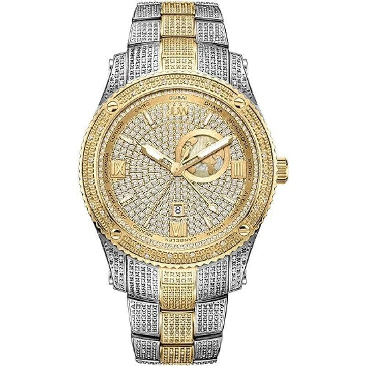 JBW Luxury Jet Setter GMT 1.00 ctw Diamond Men's Wrist Watch With Stainless Steel Link Bracelet - J6370D - Zrafh.com - Your Destination for Baby & Mother Needs in Saudi Arabia