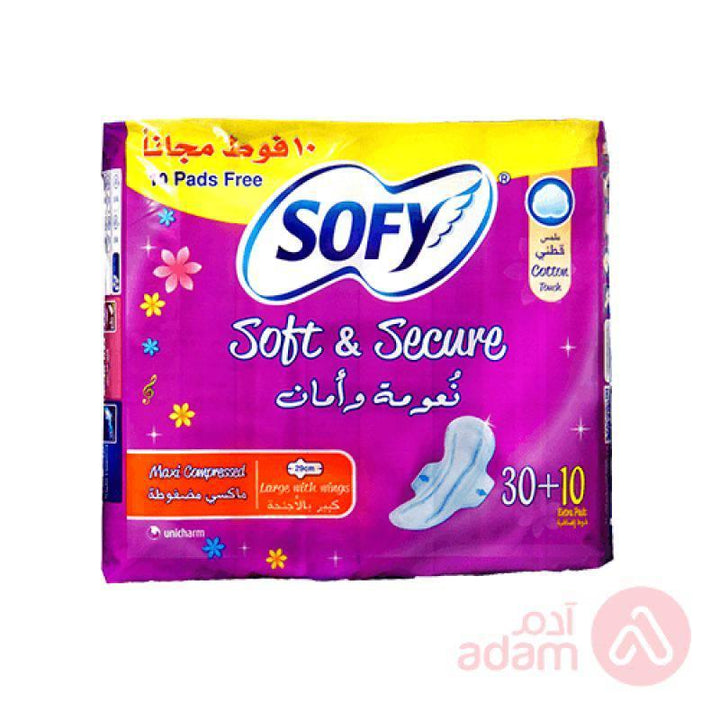 Sofy Sanitary Napkin for Women Soft and Secure Large with Wings -Maxi Compressed - 30 + 10 Pads - ZRAFH