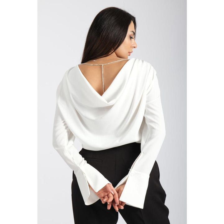 Londonella Women's Blouse With Long Sleeves & Open Back Design - White - 100221 - Zrafh.com - Your Destination for Baby & Mother Needs in Saudi Arabia