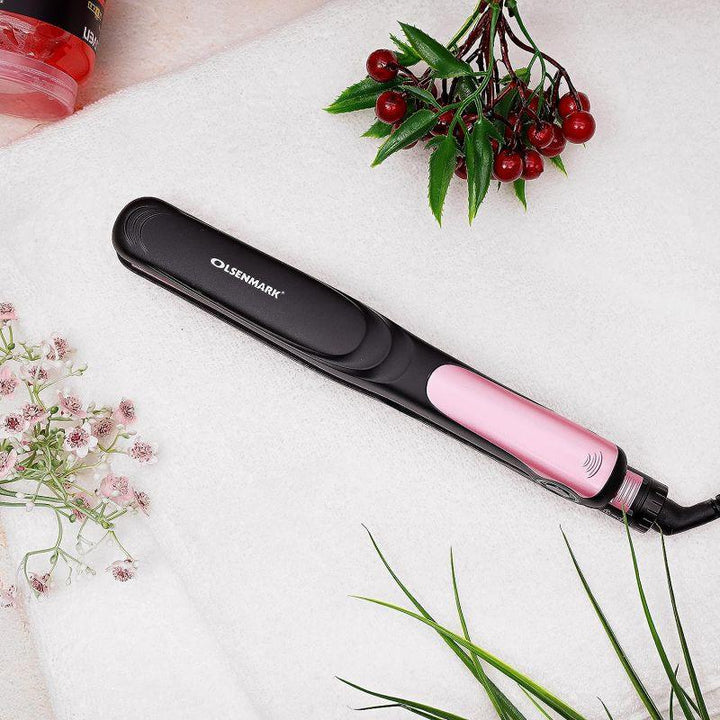 Olsenmark Ceramic Hair Straightener - 35 w - Black and Pink - OMH4021 - Zrafh.com - Your Destination for Baby & Mother Needs in Saudi Arabia