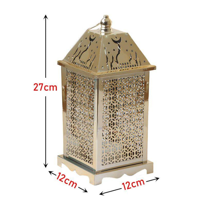 Steel Square Ramadan Lantern With Led Lighting - Gold - 27X12X12 Cm - By Family Ship - 600007817 - Zrafh.com - Your Destination for Baby & Mother Needs in Saudi Arabia