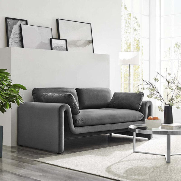 Elegance in Gray: 3-Seater Velvet Sofa By Alhome - Zrafh.com - Your Destination for Baby & Mother Needs in Saudi Arabia