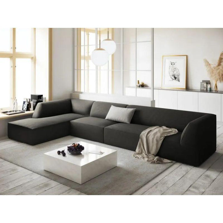 Swedish Wood Velvet Corner Sofa - 300x170x85 cm - By Alhome - Zrafh.com - Your Destination for Baby & Mother Needs in Saudi Arabia