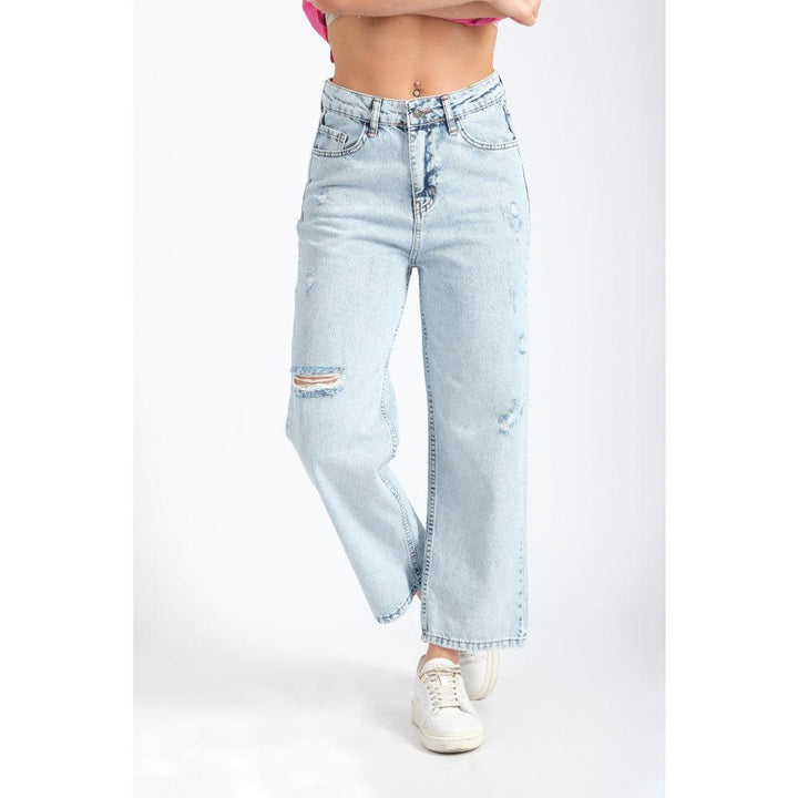 Londonella Women's Mid-waisted Jeans With Wide Legs Design - Blue - 100208 - Zrafh.com - Your Destination for Baby & Mother Needs in Saudi Arabia