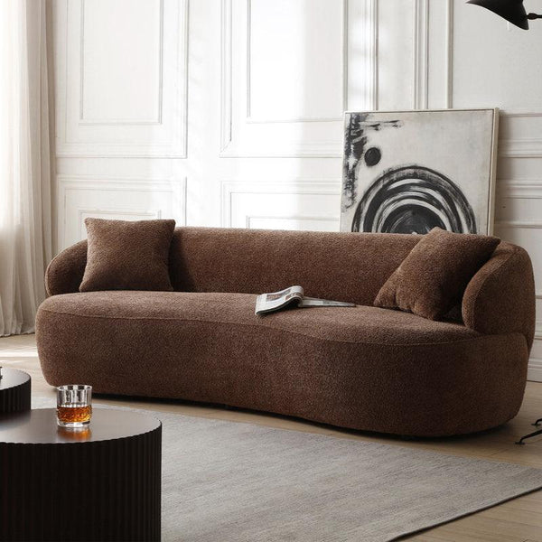 Timeless Warmth: 3-Seater Bouclé Sofa in Rich Brown By Alhome - Zrafh.com - Your Destination for Baby & Mother Needs in Saudi Arabia