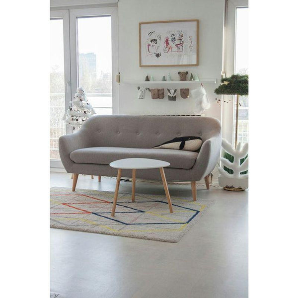 Comfortable Gray Linen 3-Seater Sofa Swedish Wood By Alhome - Zrafh.com - Your Destination for Baby & Mother Needs in Saudi Arabia