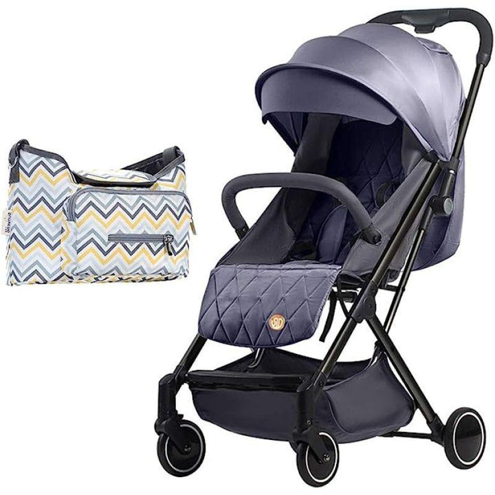 Teknum SLD Travel Lite Stroller - Dark Grey + Sunveno Baby Stroller Organizer/Bag - Yellow wave - ZRAFH