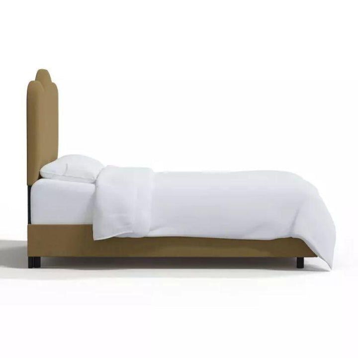 Brown Velvet Elegance: Single Bed in Swedish Wood with Velvet Fabric, Color Brown, Dimensions 120x200x140 by Alhome - Zrafh.com - Your Destination for Baby & Mother Needs in Saudi Arabia