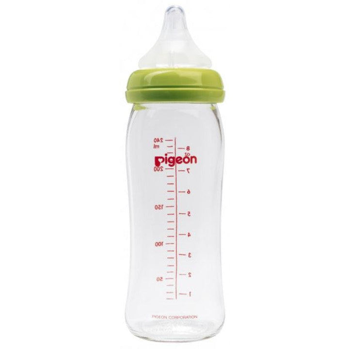 Pigeon Softouch Wide Neck Peristaltic Plus Glass Bottle - Plain - 240 ml - Zrafh.com - Your Destination for Baby & Mother Needs in Saudi Arabia