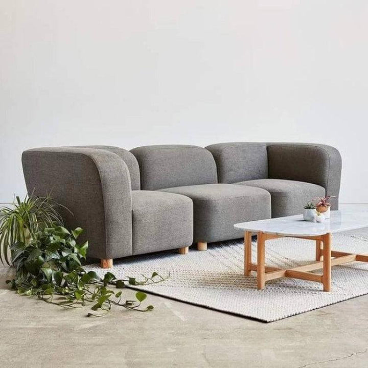 Serene Chic: 3-Seater Linen Sofa in Graceful Gray By Alhome - Zrafh.com - Your Destination for Baby & Mother Needs in Saudi Arabia