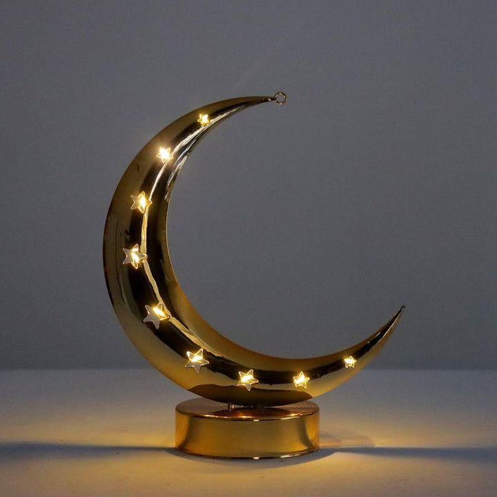 Steel Ramadan Crescent With Led Light - Gold - 23X20X20 Cm - By Family Ship - Zrafh.com - Your Destination for Baby & Mother Needs in Saudi Arabia