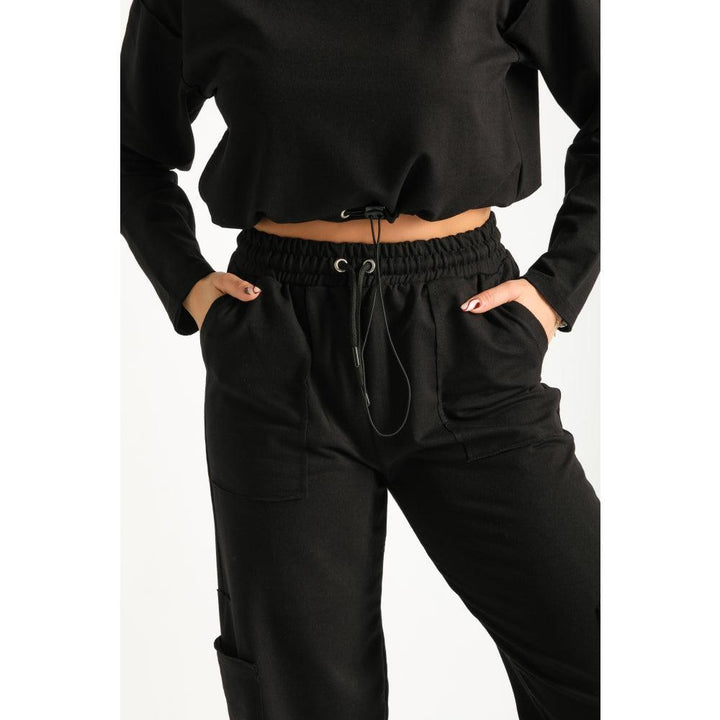 Londonella High Neck Sports Set With Elasticated drawstring waist - Black - 100195 - Zrafh.com - Your Destination for Baby & Mother Needs in Saudi Arabia