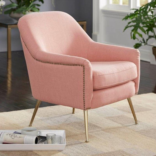 Blush Pink Velvet Chair Swedish Wood By Alhome - Zrafh.com - Your Destination for Baby & Mother Needs in Saudi Arabia