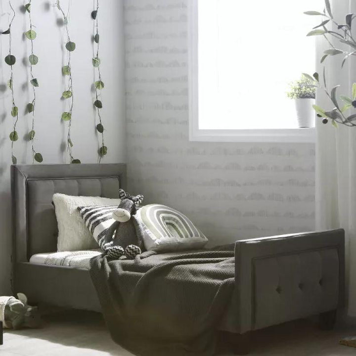 Kids' Gray Fabric Upholstered MDF Bed: Modern Coziness, 120x200x140 cm by Alhome - Zrafh.com - Your Destination for Baby & Mother Needs in Saudi Arabia