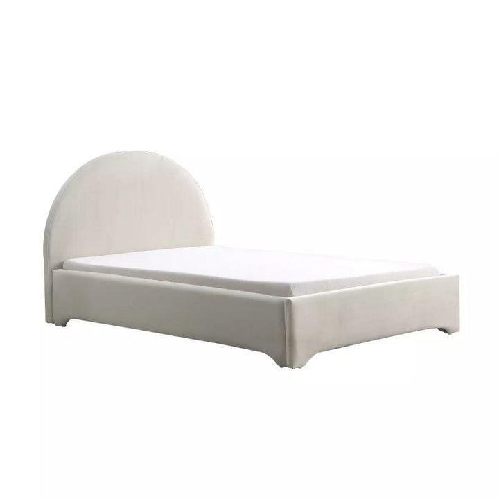 Kids' Beige Fabric Upholstered Wood Bed: Elegant Comfort, 120x200x140 cm by Alhome - Zrafh.com - Your Destination for Baby & Mother Needs in Saudi Arabia