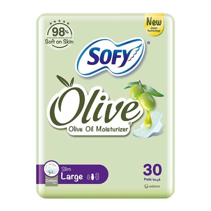 SOFY Olive Slim Large 29 cm, Sanitary Pads with Wings, 30 Pads - ZRAFH