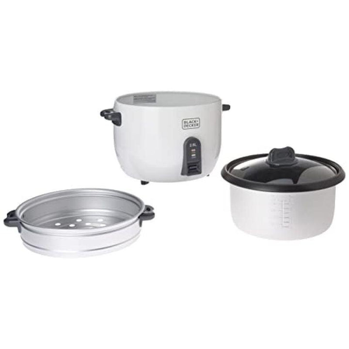 Black And Decker Non Stick Rice Cooker with Glass Lid - 2.8 L - 1100 W - White - Zrafh.com - Your Destination for Baby & Mother Needs in Saudi Arabia