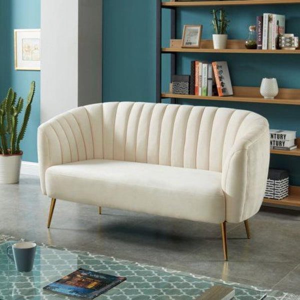 Velvet 2-Seater Sofa in Elegant Beige By Alhome - 110111522 - Zrafh.com - Your Destination for Baby & Mother Needs in Saudi Arabia