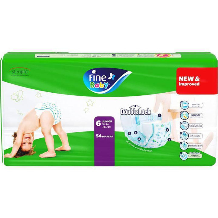Fine Baby Diapers, Size 6, Junior 16+ kg, Mega pack of 54 diapers, with new and improved technology - ZRAFH