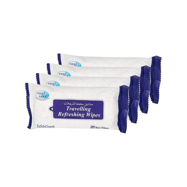 Cool & Cool Travelling Refreshing Wipes Pack of 4 x 20 - 80 Pieces - Zrafh.com - Your Destination for Baby & Mother Needs in Saudi Arabia