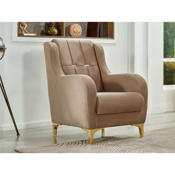 Beige Velvet Chair By Alhome - 110111668 - Zrafh.com - Your Destination for Baby & Mother Needs in Saudi Arabia