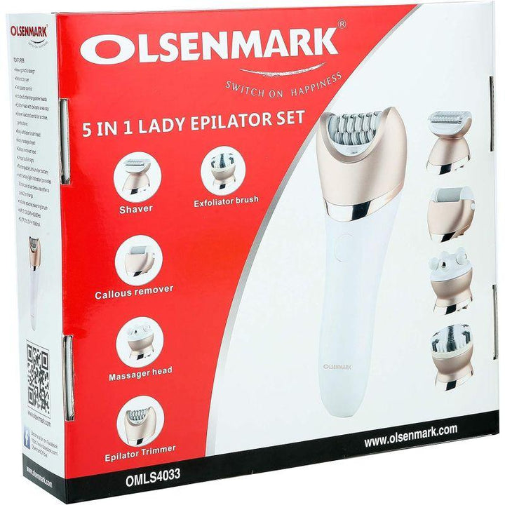 Olsenmark Exfoliator Brush And Callous Remover 5 in 1 Epilator Set - OMLS4033 - Zrafh.com - Your Destination for Baby & Mother Needs in Saudi Arabia