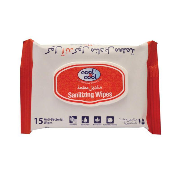 Cool & Cool Sanitizing Wipes - 15 Pieces - Zrafh.com - Your Destination for Baby & Mother Needs in Saudi Arabia