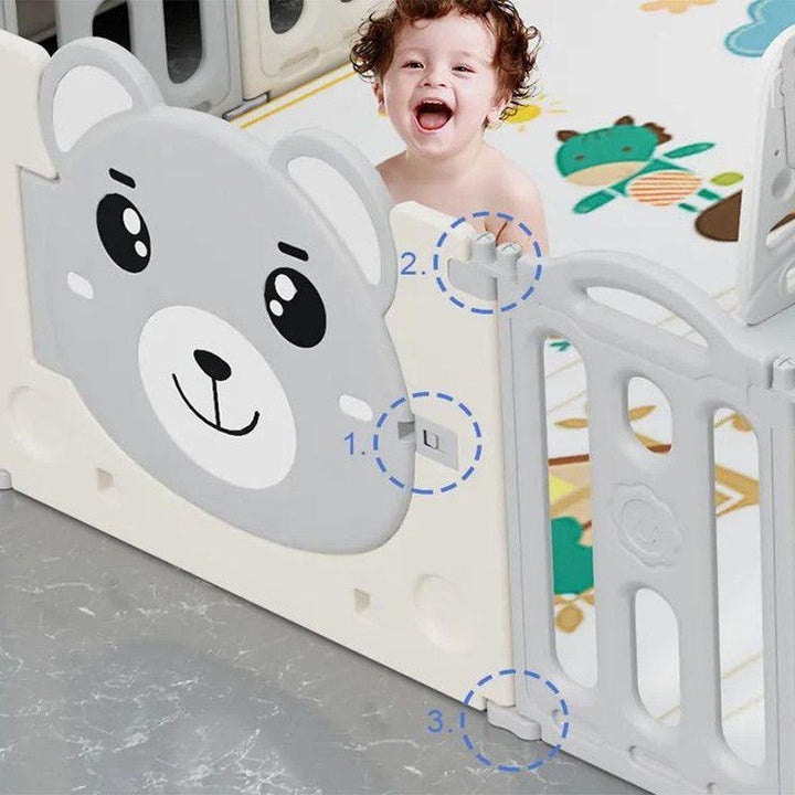 Baby Love Foldable Bear Children's Playroom - Grey - 28-UN40-13G - Zrafh.com - Your Destination for Baby & Mother Needs in Saudi Arabia