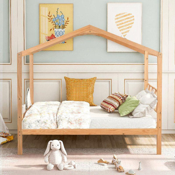 Kids Bed: 120x200x140 Wood, Beige by Alhome - 110112794 - Zrafh.com - Your Destination for Baby & Mother Needs in Saudi Arabia
