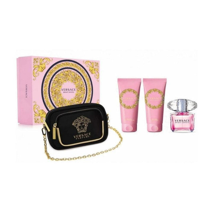 Versace Bright Crystal Set for Women - 4 Pieces - Eau de Toilette 90 ml - Lotion 100 ml - Shower Gel 100 ml - Bag - Zrafh.com - Your Destination for Baby & Mother Needs in Saudi Arabia