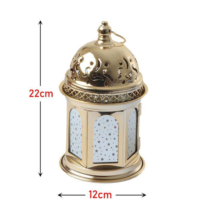 Steel Ramadan Lantern With Led Light + Sound - Gold - 22X12X12 Cm - By Family Ship - Zrafh.com - Your Destination for Baby & Mother Needs in Saudi Arabia