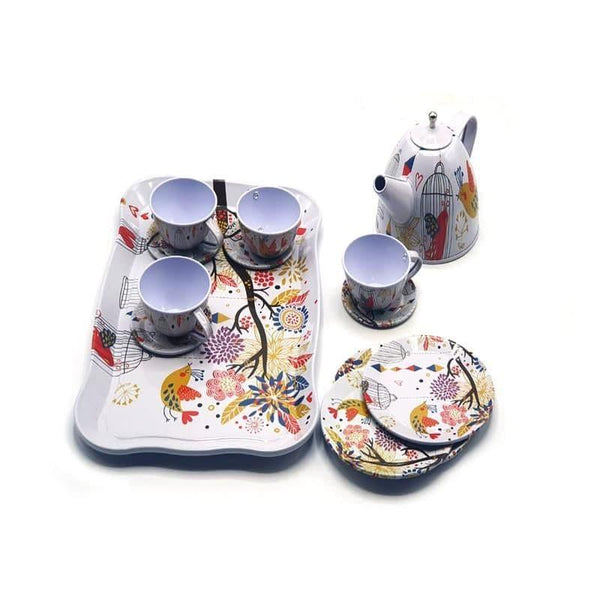Ceramic Tea Set - 13 Pieces, White - 66x10x24cm - 19-555-013 - ZRAFH