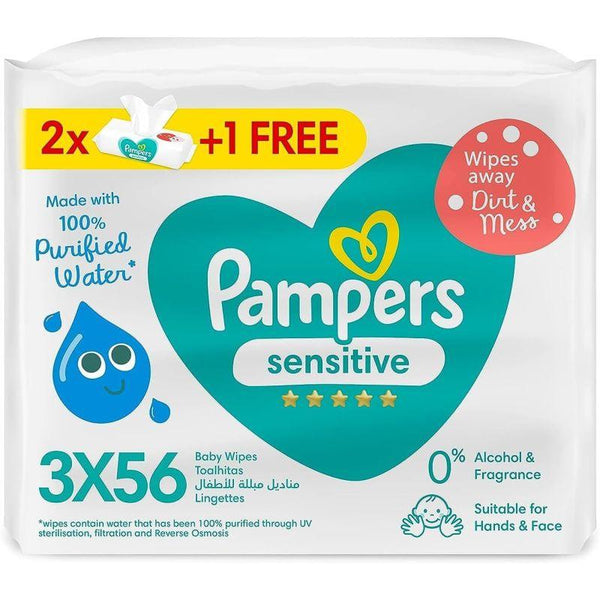 Pampers Sensitive Baby Wipes - 168 Pieces - Zrafh.com - Your Destination for Baby & Mother Needs in Saudi Arabia