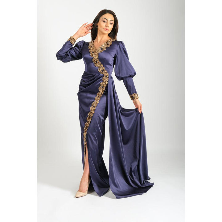 Londonella Women's Long Evening Dress with Long Sleeves - Navy Blue - 100263 - Zrafh.com - Your Destination for Baby & Mother Needs in Saudi Arabia